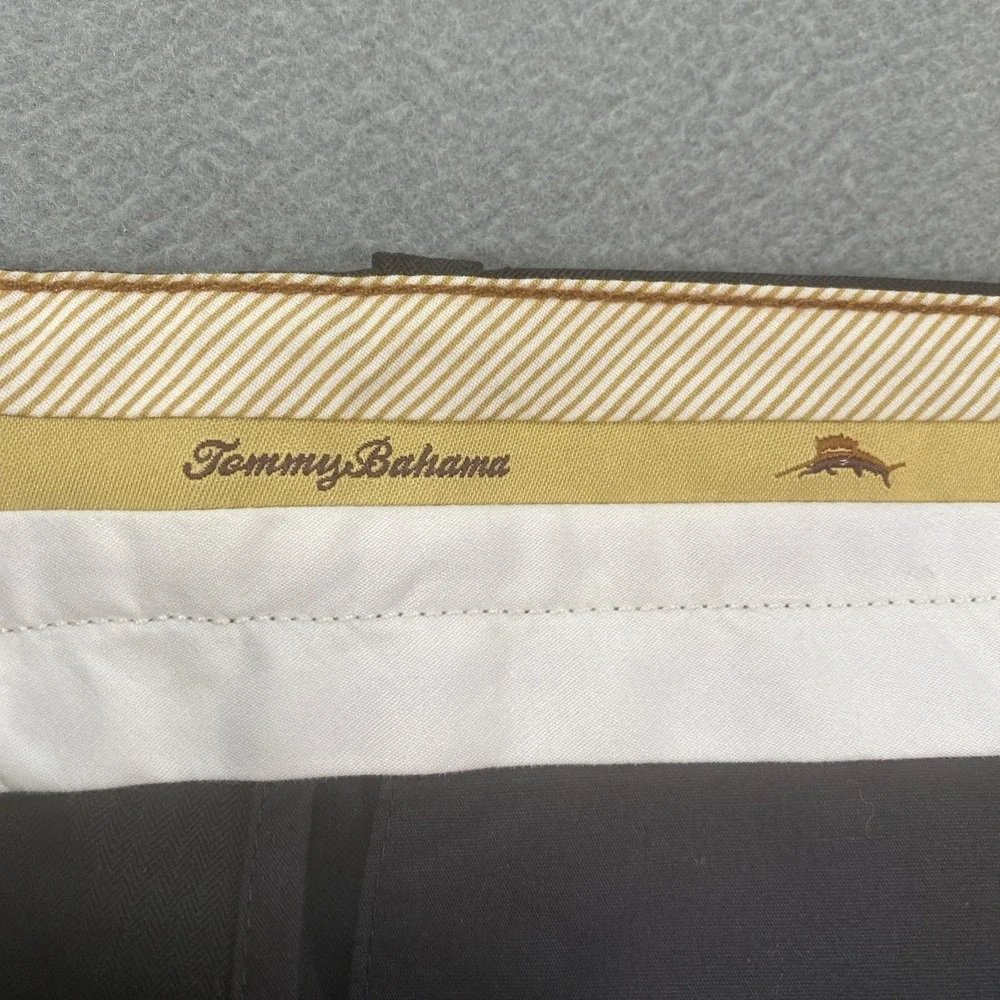 Tommy Bahama Mens Dress Pants Black Silk Blend Cuffed‎ Hem Pleated Front 35x32